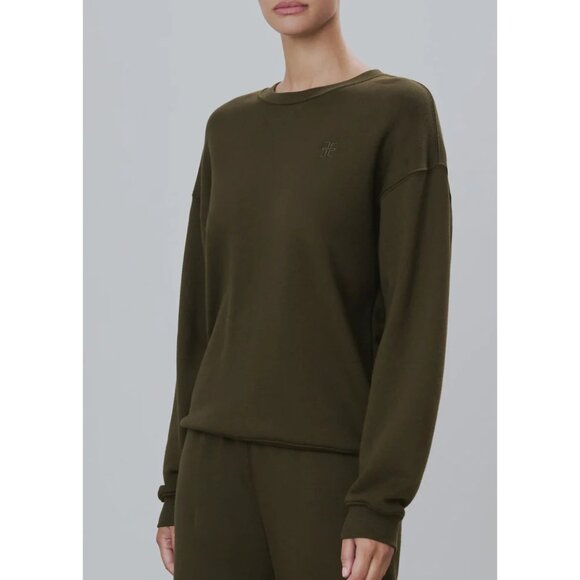Eterne Oversized Crewneck Sweatshirt in Moss Small New Womens Pullover - Picture 13 of 14
